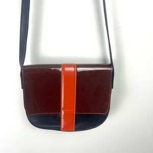 Mishka Black Burgundy Orange Patent Leather Shoulder Bag Crossbody Boho Indie‎